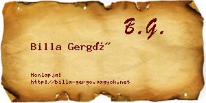 Billa Gergő névjegykártya